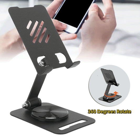 360° Rotatable Metal Desktop Phone & Tablet Stand – Adjustable & Stable Holder