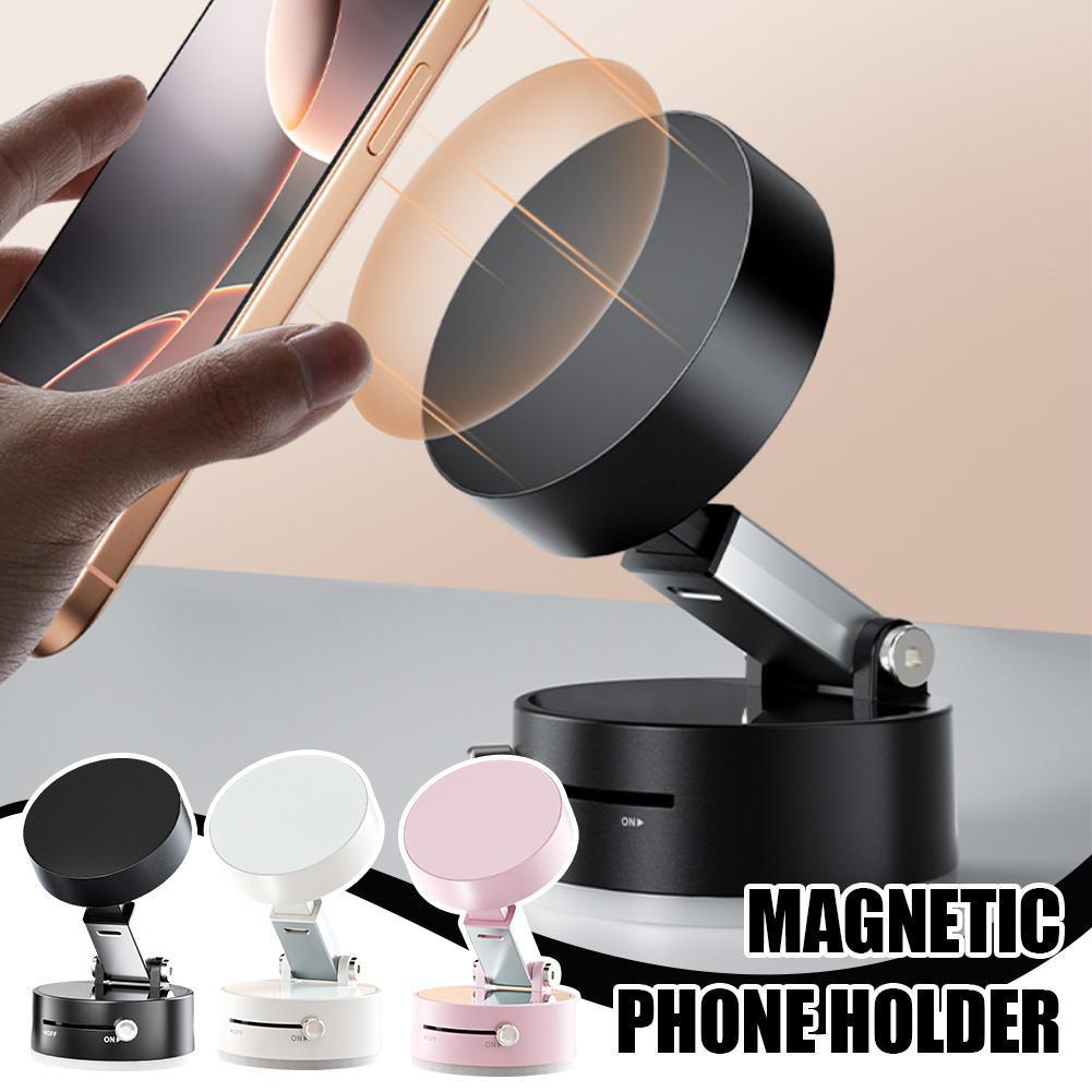 Magnetic 360° Foldable Car Phone Holder – Strong Suction & One-Hand Mount